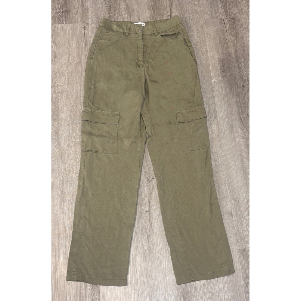 Superdown Women Olive Green Cargo Pants High Waisted Wide Leg Lyocell Sz XS
